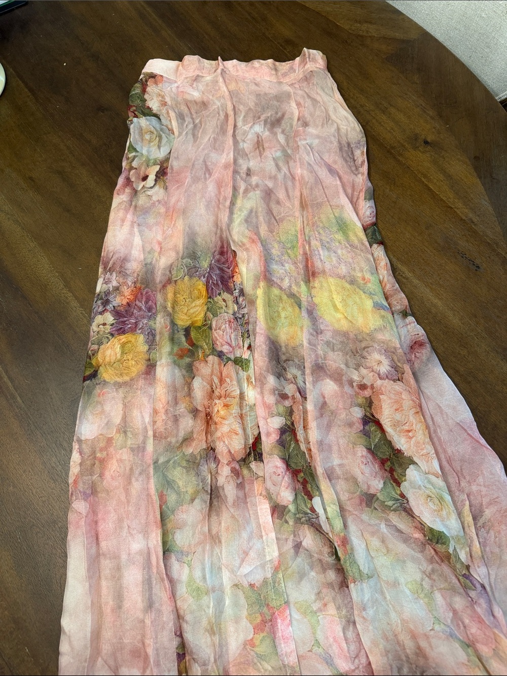 Romantic Pink Floral Maxi Skirt